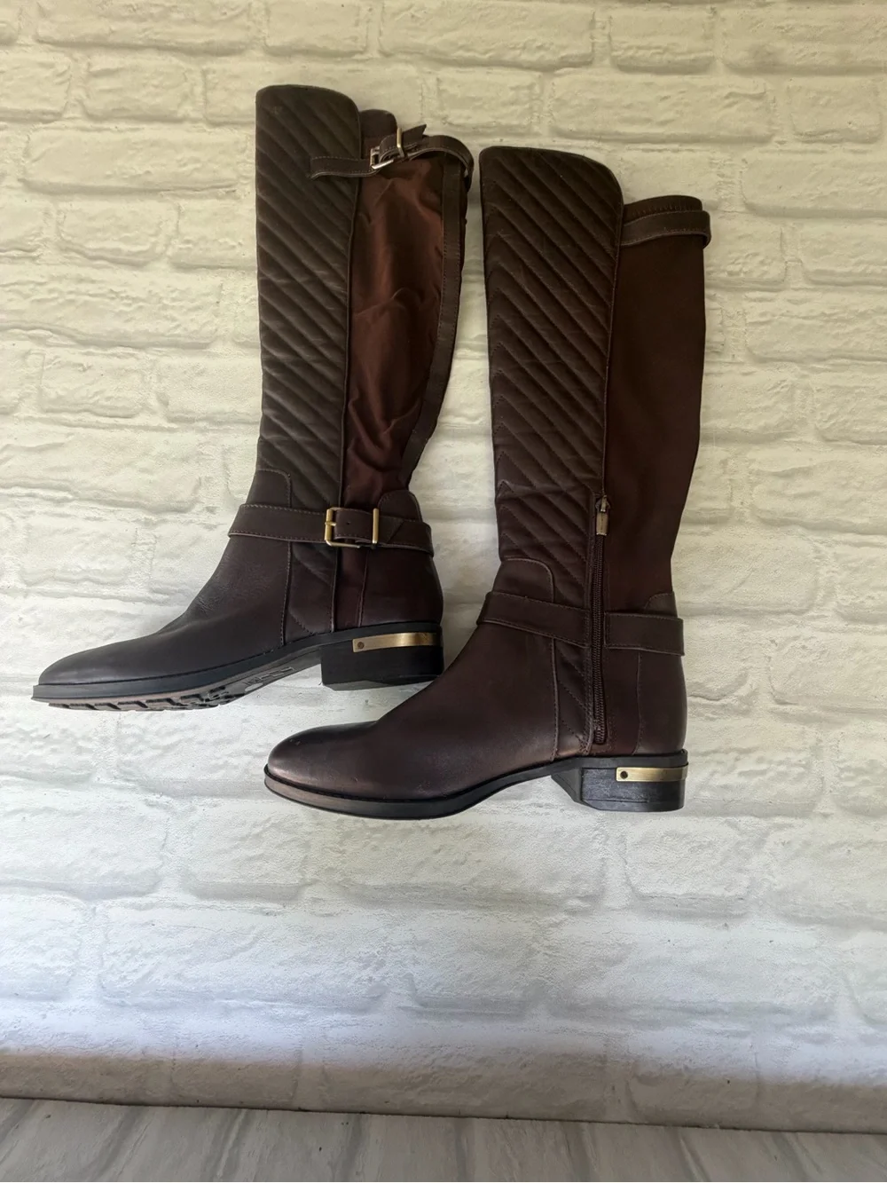 Vince Camuto Panyma Quilted Over-the-Knee Riding Boots - Dark Brown Size 8.5